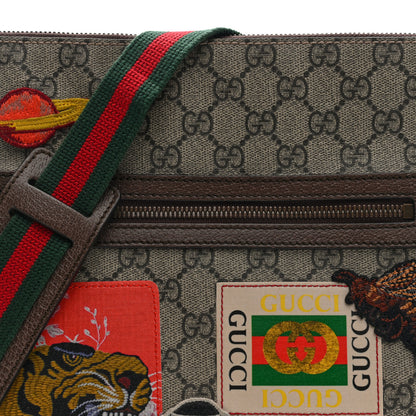 Gucci Soft GG Supreme Monogram Courier Web Medium Flat Messenger Bag Beige New Acero Multicolor 8 of 10