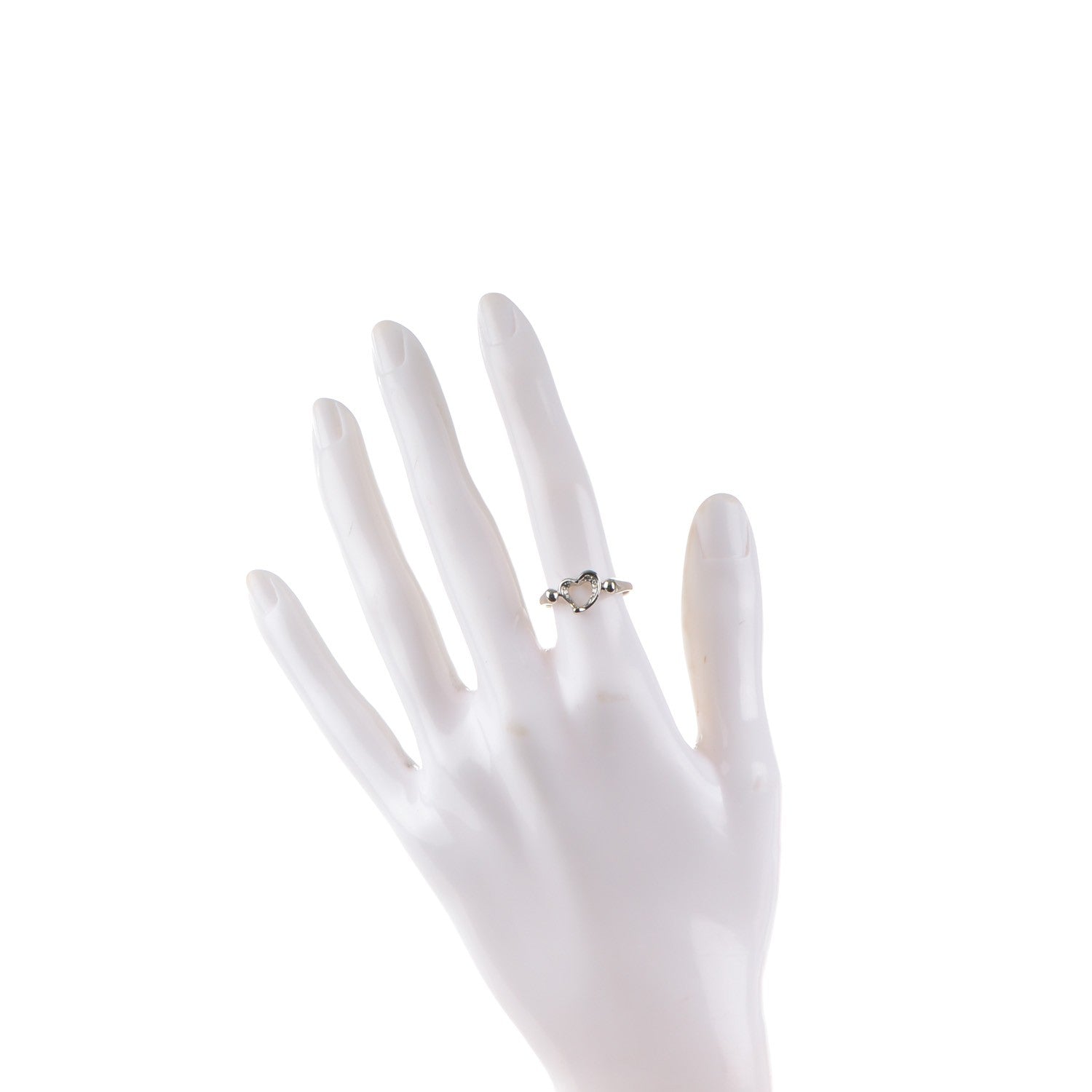 Tiffany Platinum Diamond Elsa Peretti Open Heart Ring 5 2 of 6