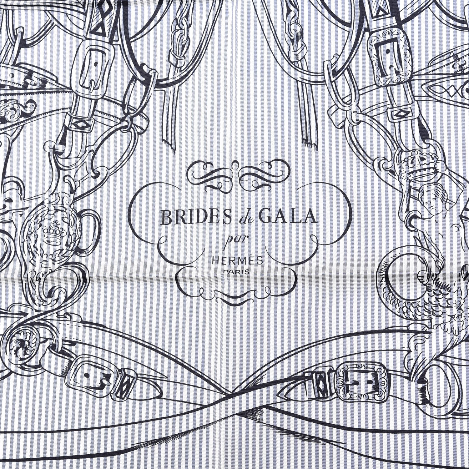 Hermes Silk Carre Eyeliner Brides De Gala Scarf 90 Orange Blue Black 2 of 3