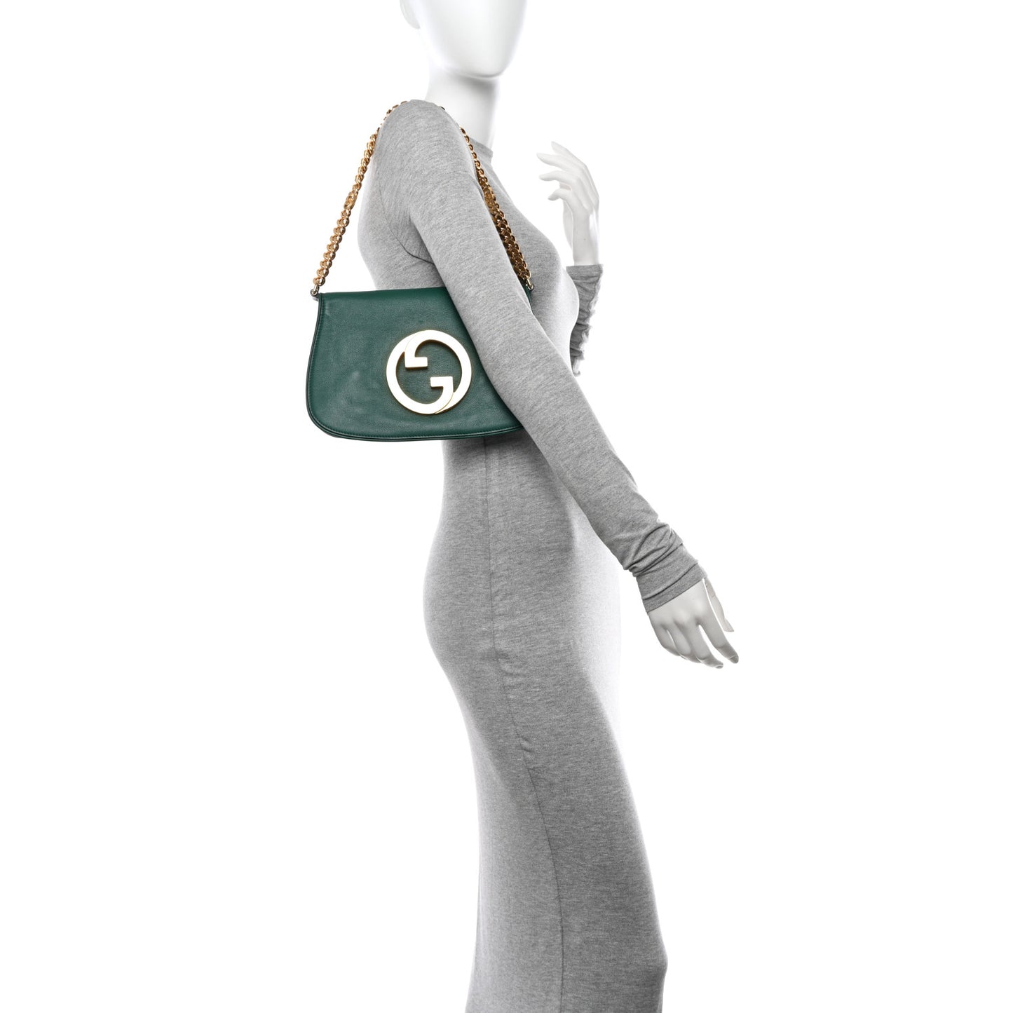 Roxy Calfskin Blondie Chain Shoulder Flap Bag Emerald
