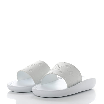Louis Vuitton Rubber Monogram Embossed Sunbath Flat Mule 40 White 3 of 8