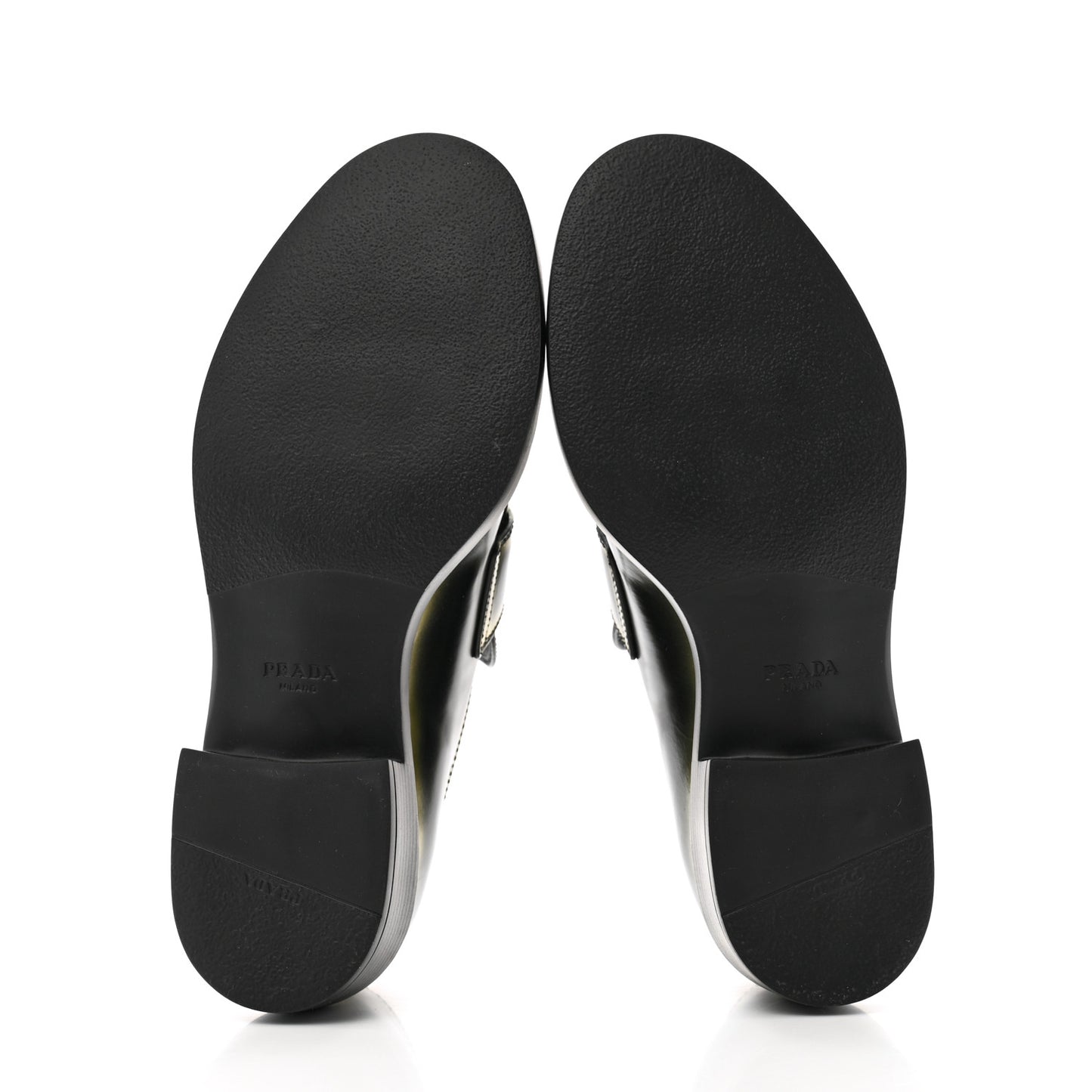 Spazzolato Sfumato Metal Triangle Logo 50mm Loafers 40.5 Black Platino