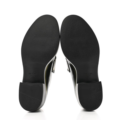 Prada Spazzolato Sfumato Metal Triangle Logo 50mm Loafers 40.5 Black Platino 8 of 11