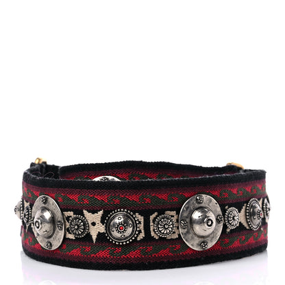 Christian Dior Canvas Embroidered Studded Bohemian Shoulder Strap Red 2 of 4