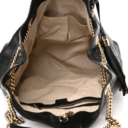 Gucci Pebbled Calfskin Large Soho Chain Shoulder Bag Black 5 of 11