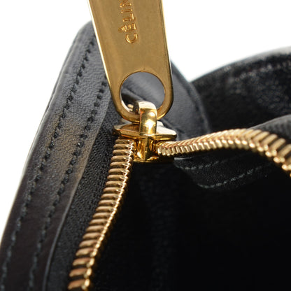 Celine Crocodile Embossed Calfskin Suede Medium Trapeze Black 10 of 10