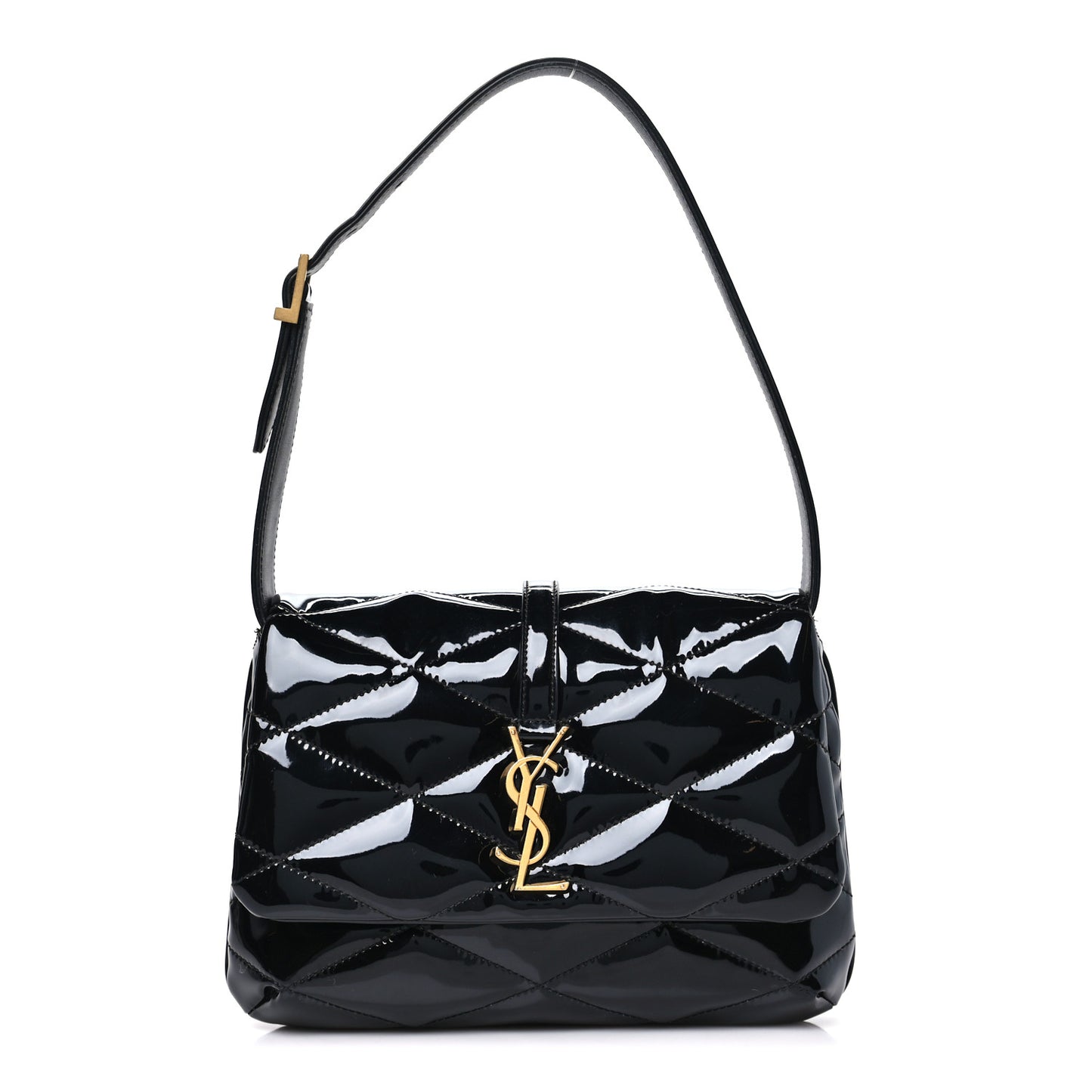 Patent Quilted Le 57 Diamond Shoulder Bag Black