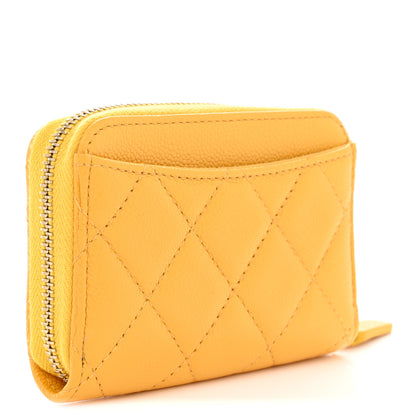 Chanel Caviar Quilted Zip Around Coin Purse Yellow 3 of 8