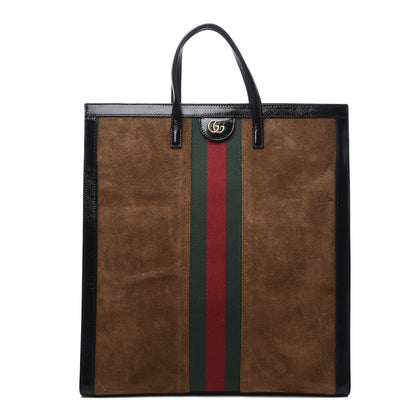 Gucci Suede Patent Web Ophidia Vertical Tote Nocciola Black 1 of 11