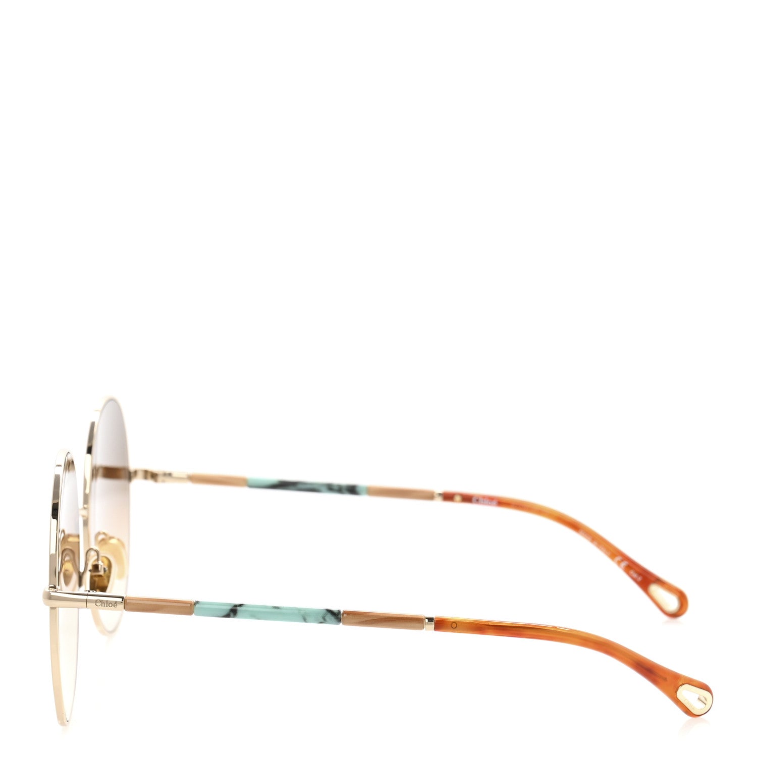 Chloe Metal Round Sunglasses CH0112S Gold Brown 3 of 7