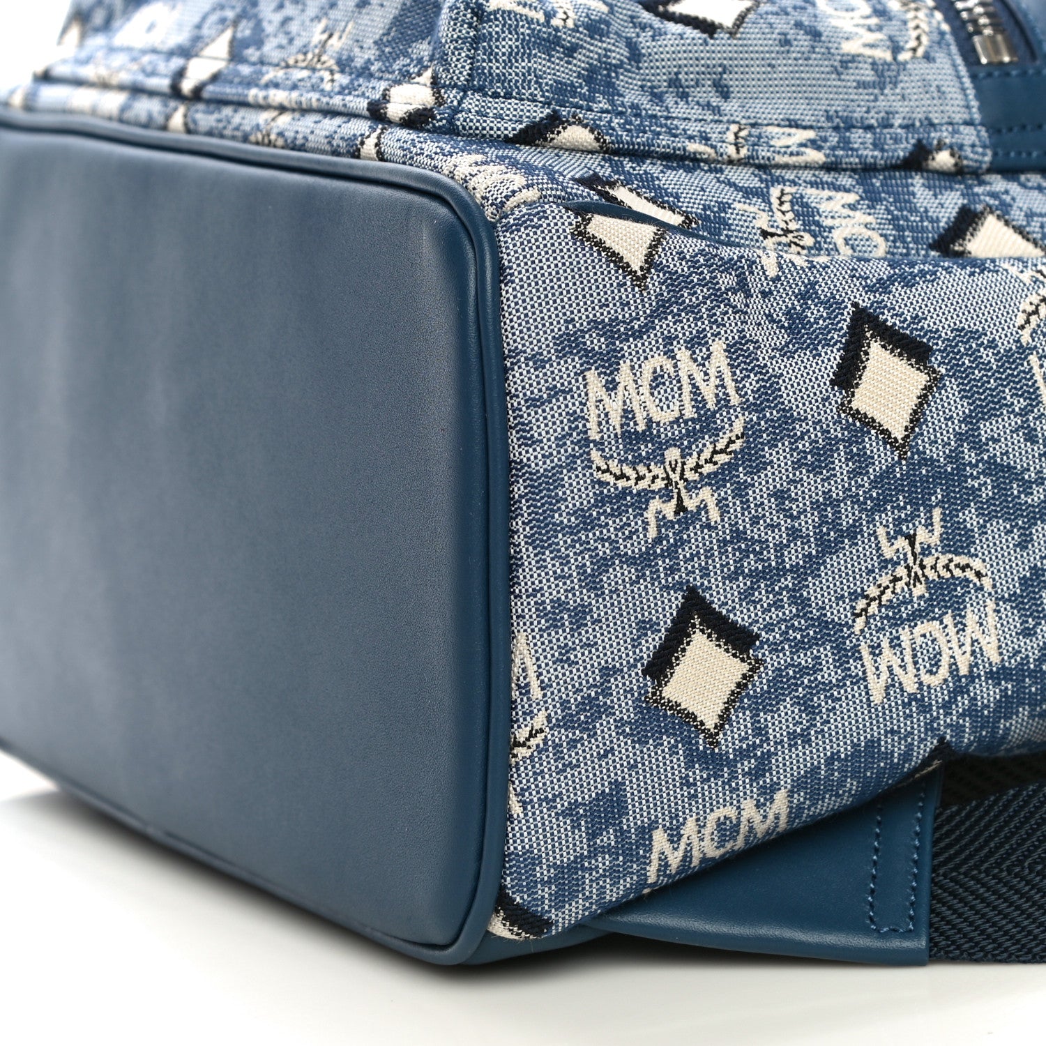MCM Jacquard Monogram Small Backpack Blue 9 of 9