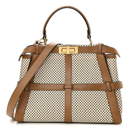 Fendi Calfskin Lambskin Perforated Medium Peekaboo Iconic Satchel White 1 of 10