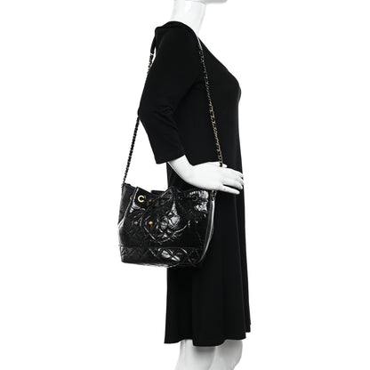 Chanel Shiny Aged Calfskin CC Chain Drawstring Bag Black 2 of 10