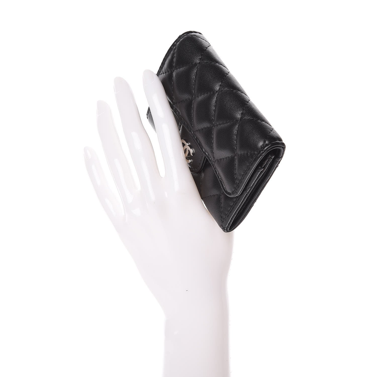 Chanel Lambskin Quilted Flap Card Holder Black 2 of 9