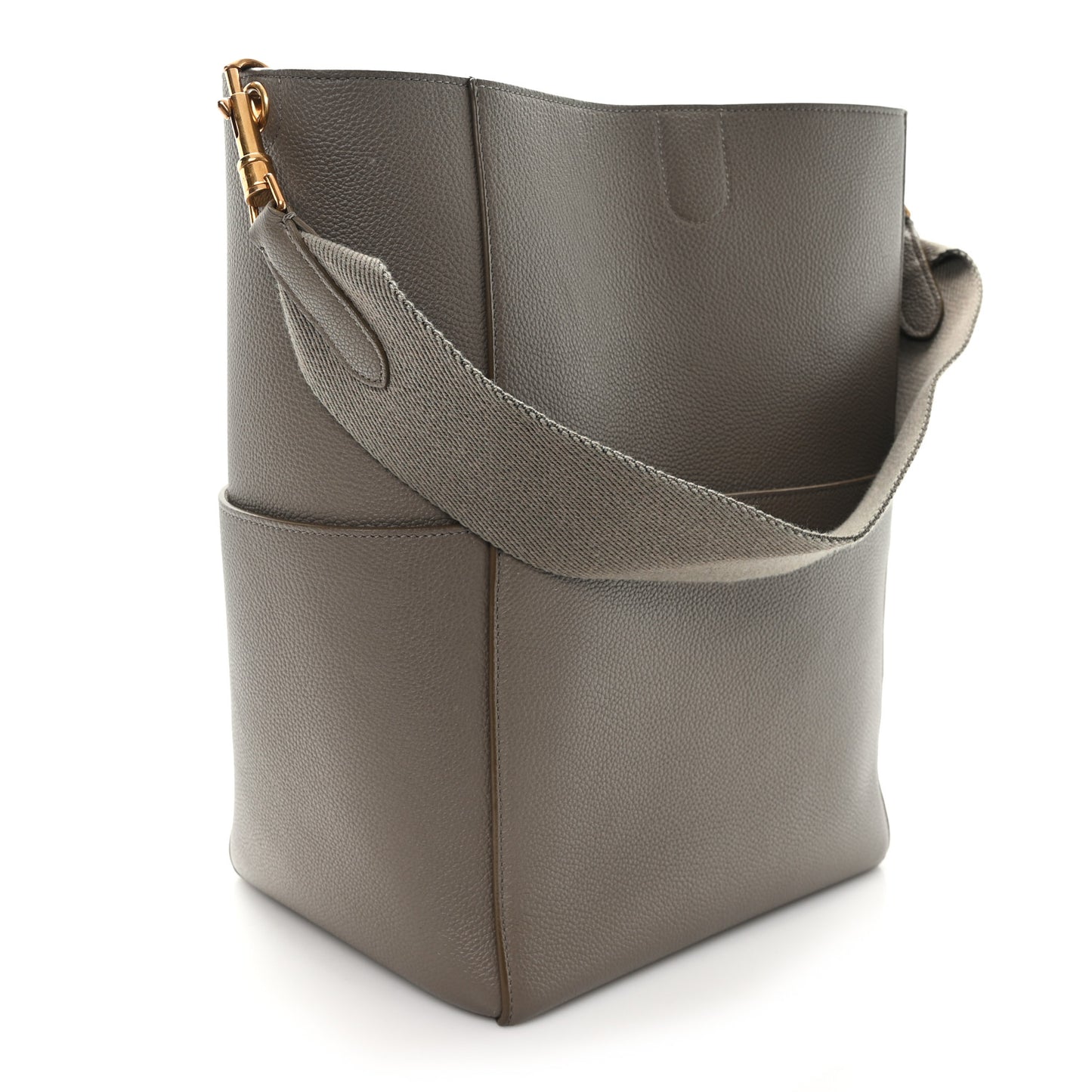 Soft Grained Calfskin Sangle Bucket Bag Taupe
