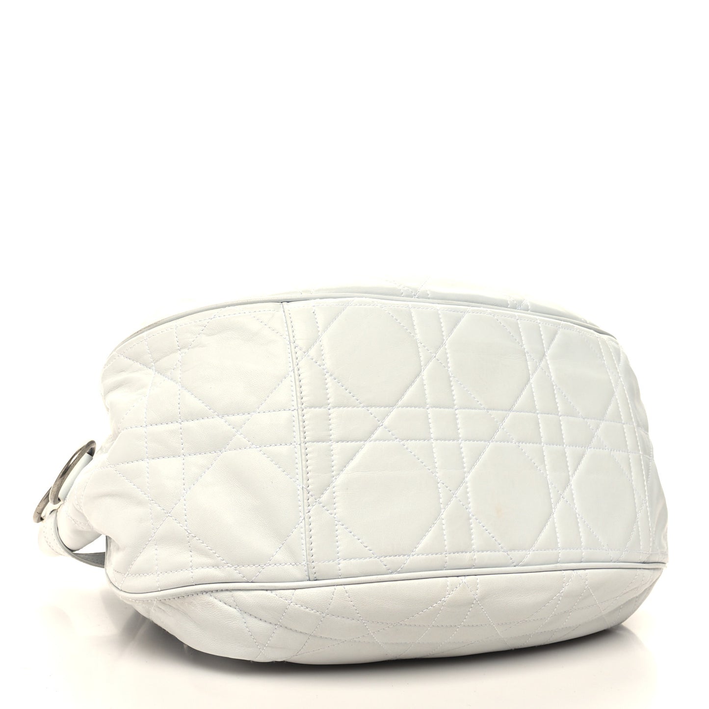 Lambskin Drawstring Cannage Flap Bag White