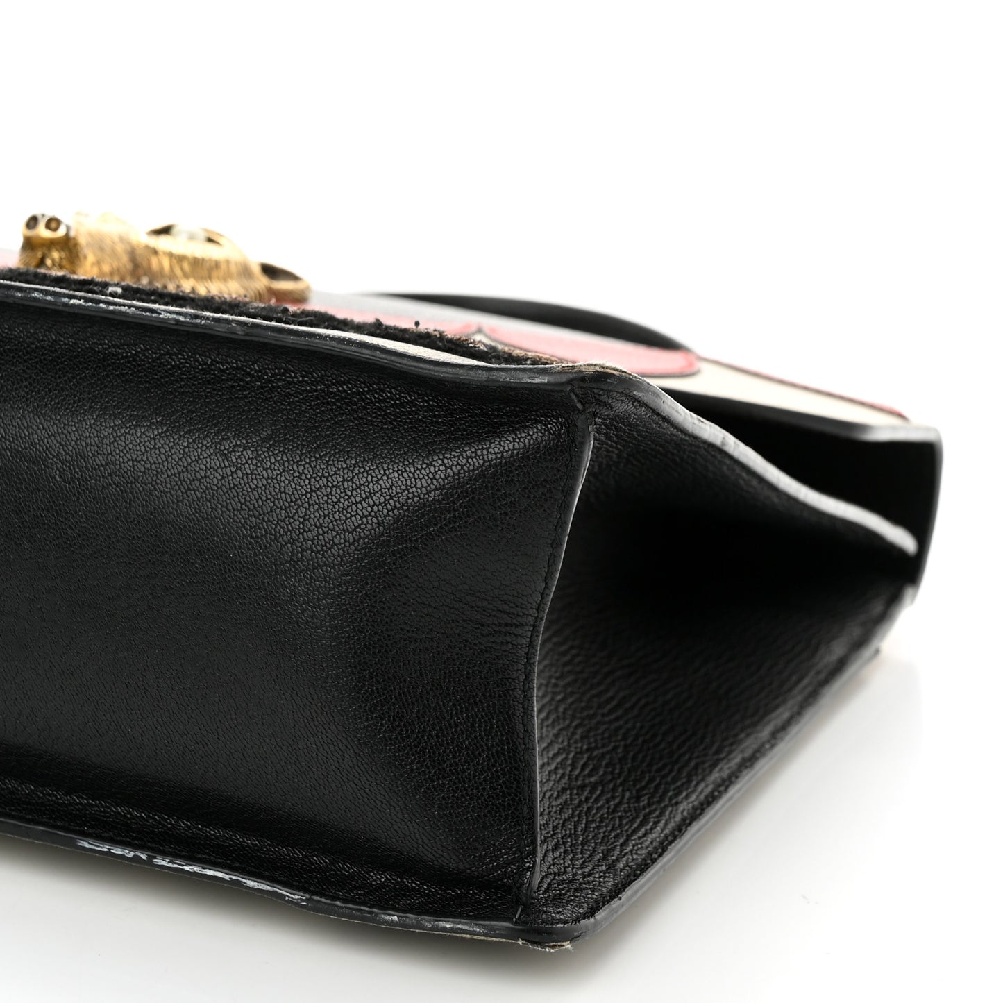 GG Supreme Monogram Goatskin Pearl Embroidered Medium Fox Broche Top Handle Bag Beige Ebony Black Hibiscus Red Mystic White