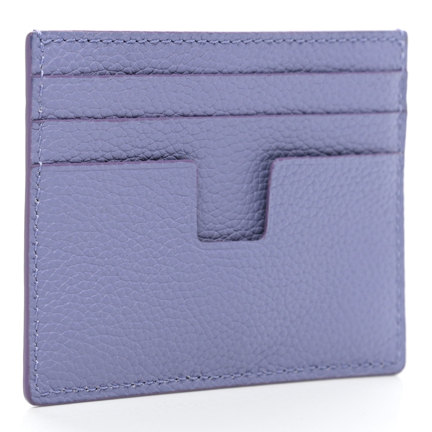 Grained Calfskin Card Holder Purple