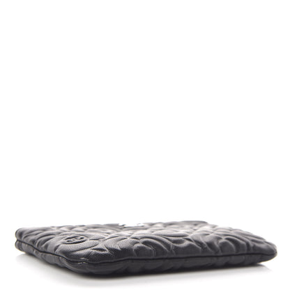 Chanel Goatskin Camellia Embossed Cosmetic Pouch Black 4 of 7