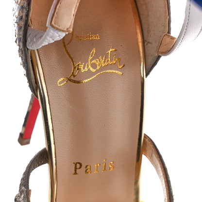 Christian Louboutin Suede Snakeskin Patent Metallic Calfskin Mariniere 100 Cage Sandals 39.5 Multicolor 7 of 7