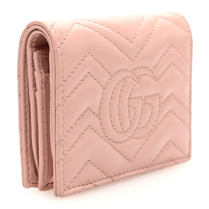 Gucci Calfskin Matelasse GG Marmont Card Case Wallet Perfect Pink 3 of 7