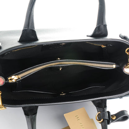 Burberry Grainy Calfskin House Check Medium Banner Tote Black 5 of 8