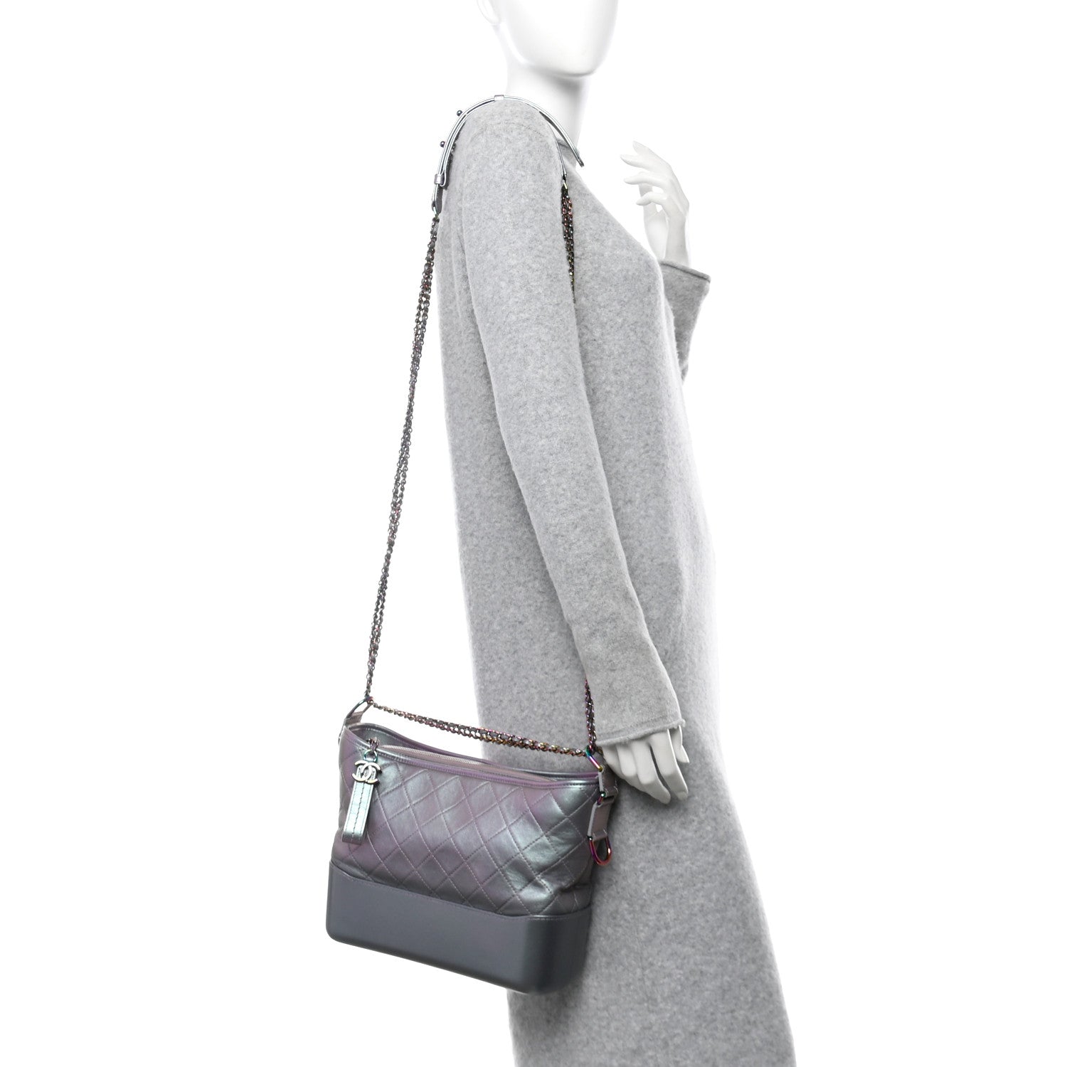 Chanel Iridescent Lambskin Calfskin Quilted Medium Gabrielle Hobo Light Purple 2 of 10