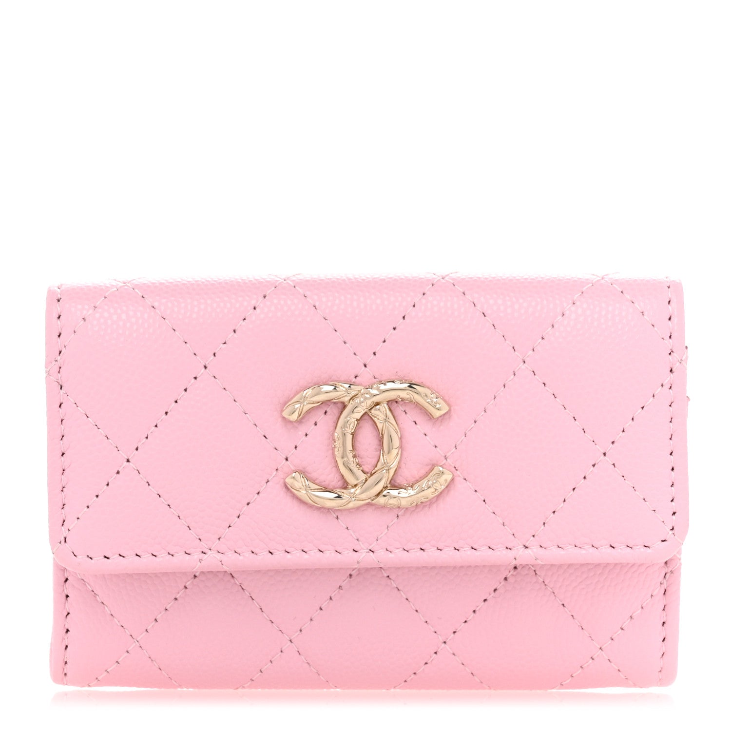 Chanel Caviar Quilted CC Flap Card Holder Pink 1 of 10