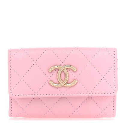 Chanel Caviar Quilted CC Flap Card Holder Pink 1 of 10