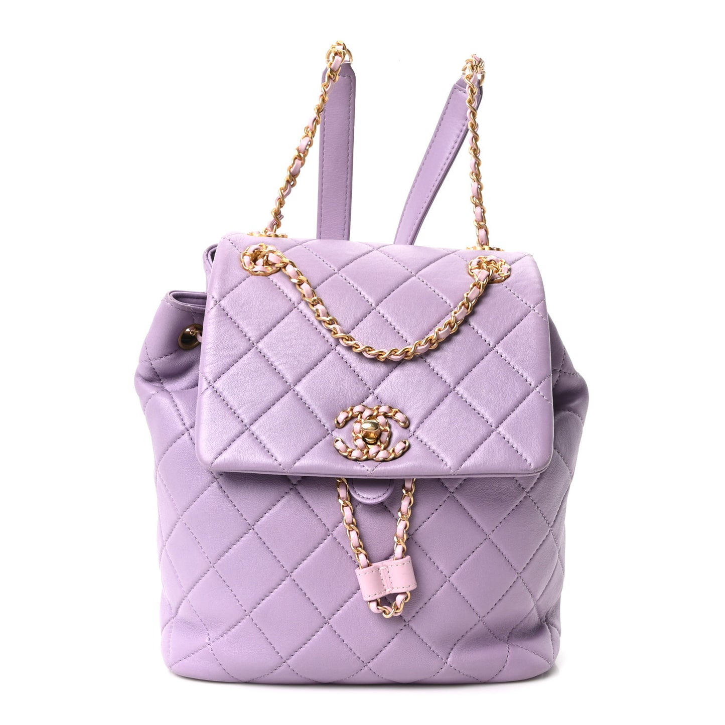 Lambskin Quilted Braided CC Backpack Lilac