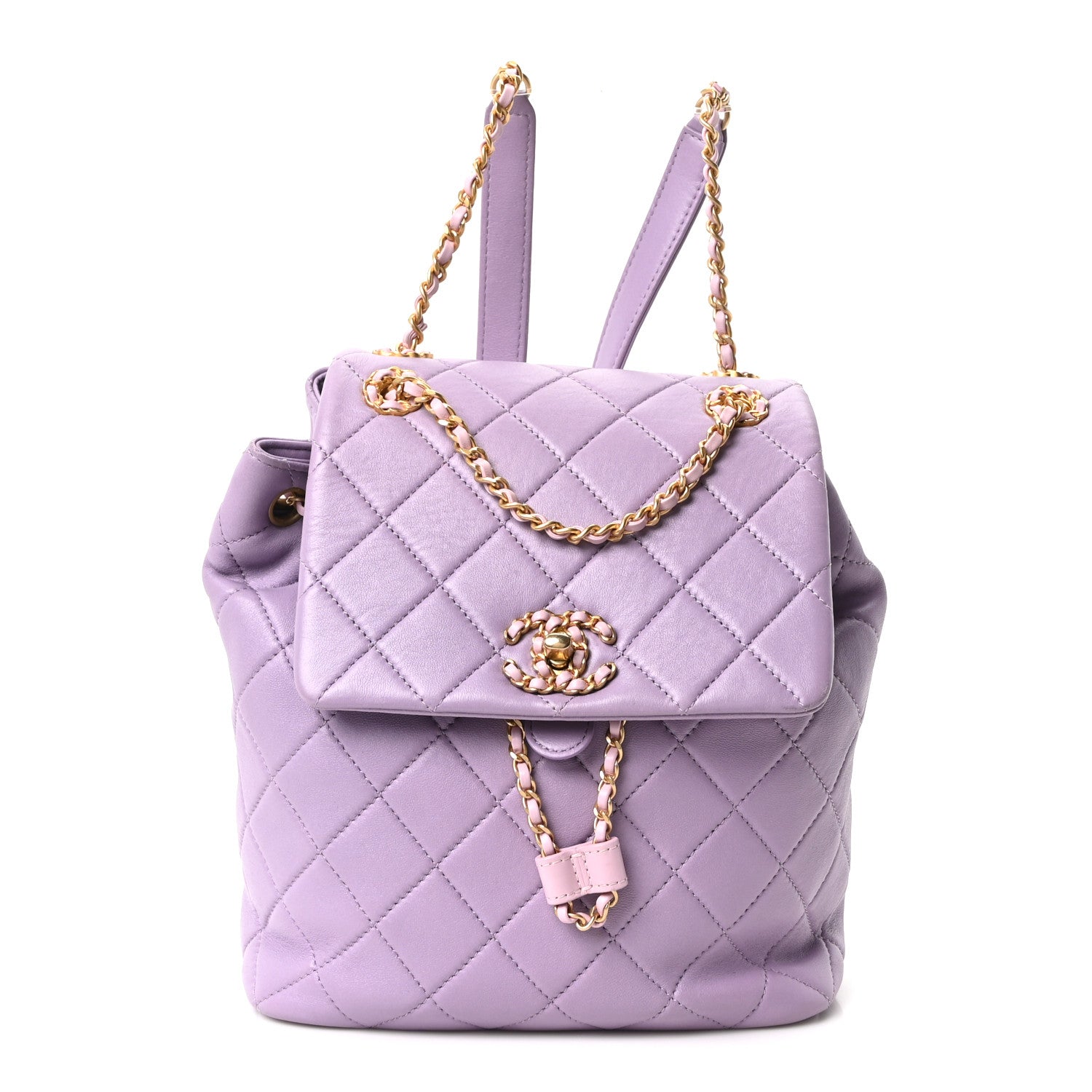 Chanel Lambskin Quilted Braided CC Backpack Lilac 1 of 10