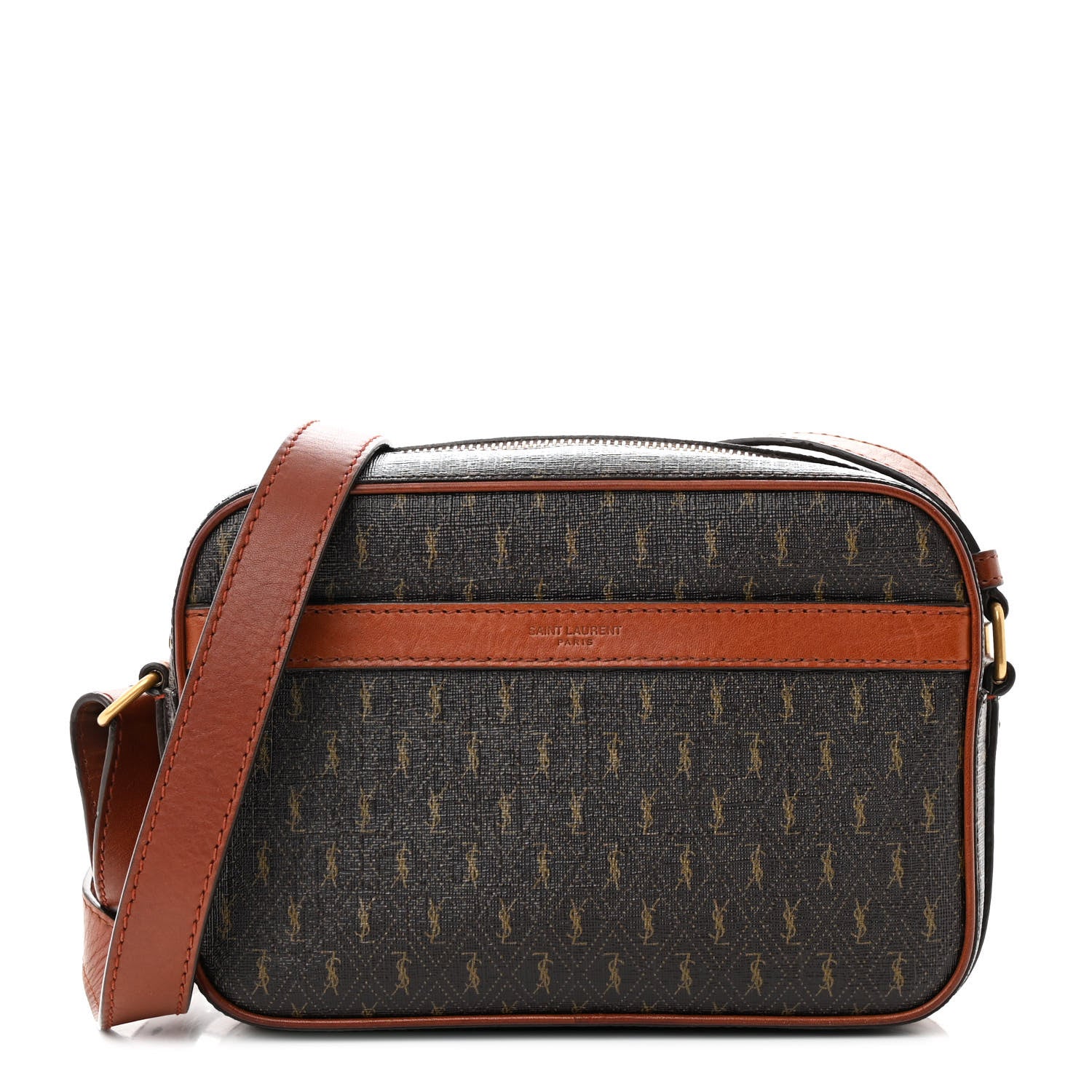 Saint Laurent Canvas Smooth Calfskin Le Monogramme Camera Bag Chestnut 1 of 19