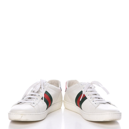 Gucci Calfskin Ayers Bee Embroidered Womens Ace Sneakers 37 White Green 5 of 23
