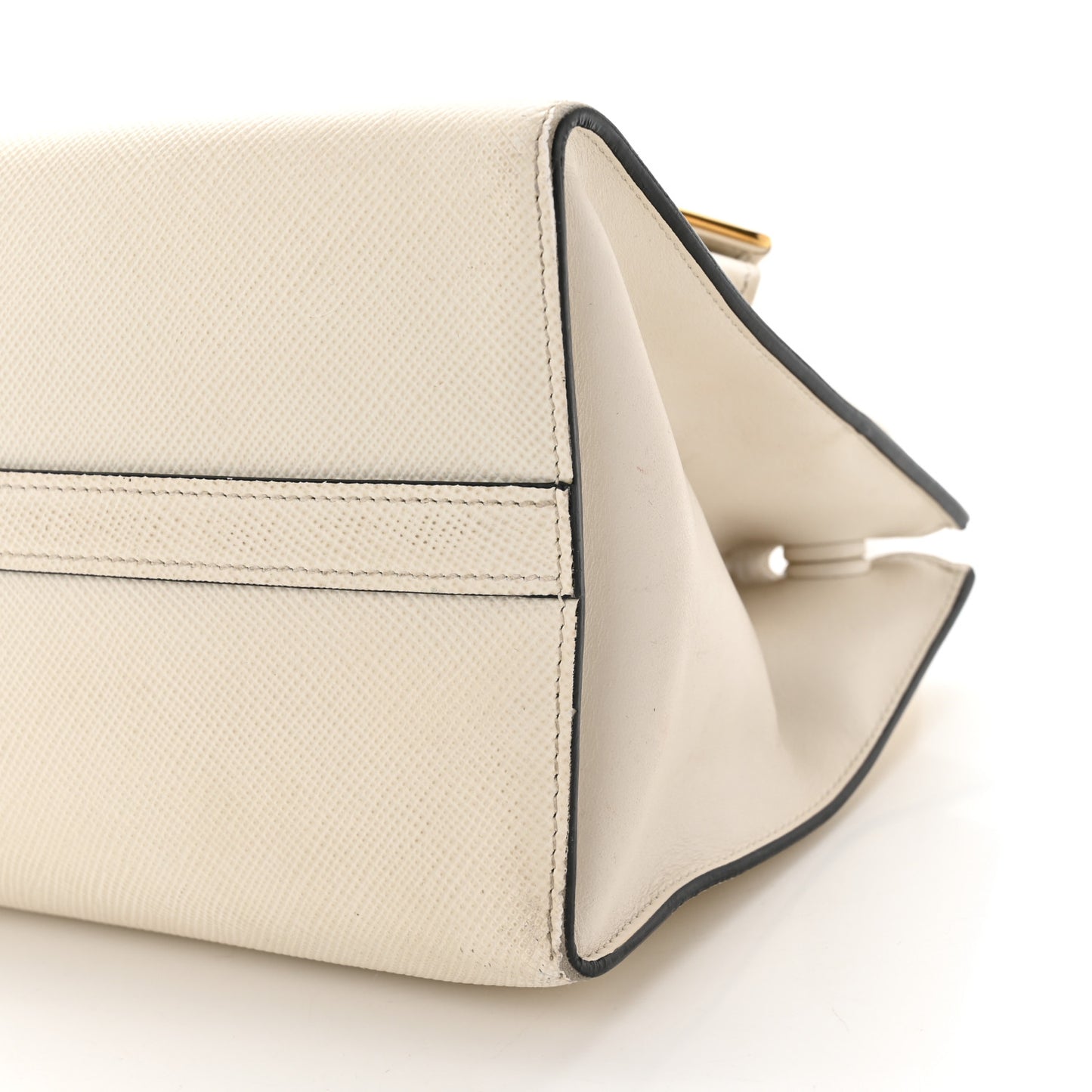 Saffiano Cuir Calfskin Small Monochrome Top Handle Tote White
