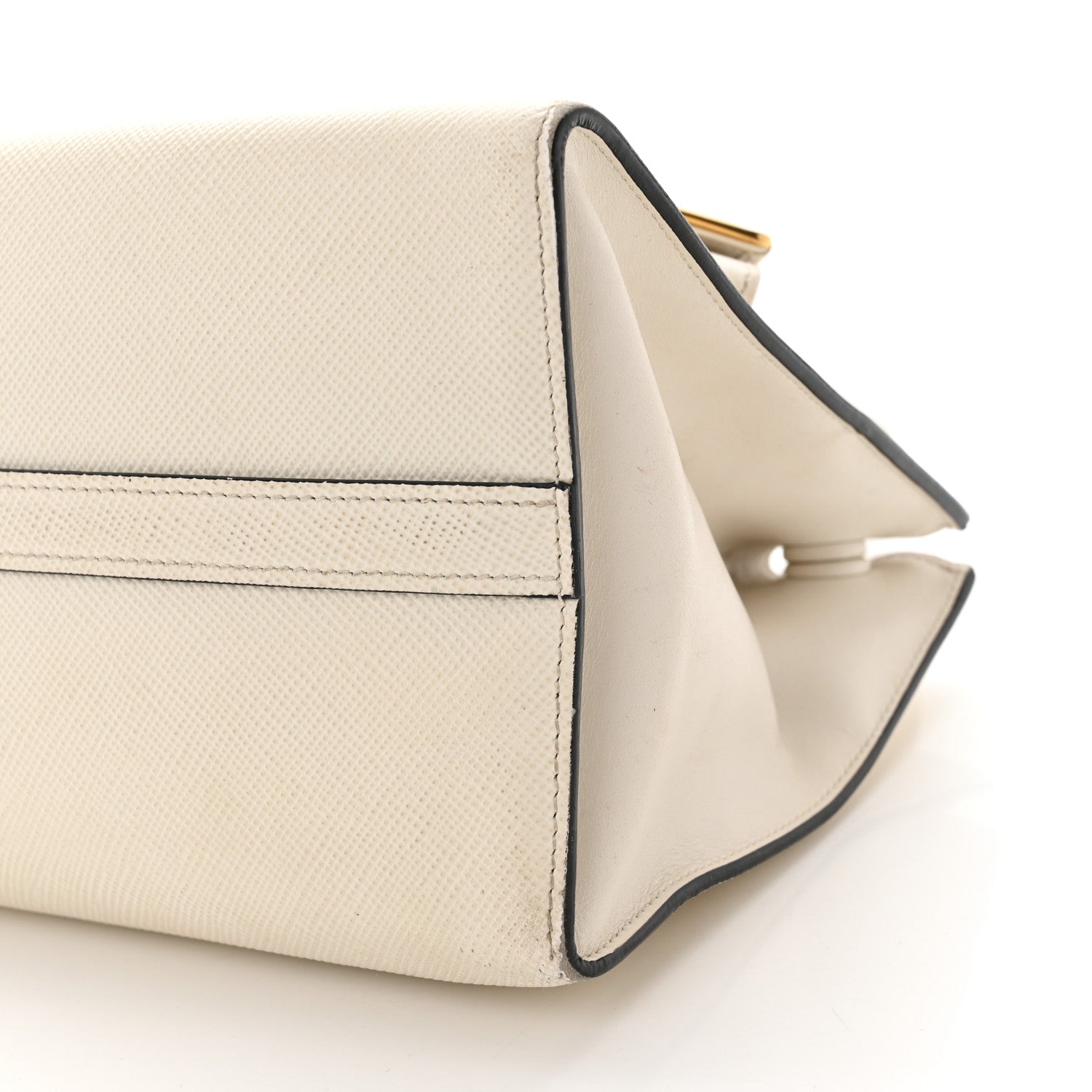 Prada Saffiano Cuir Calfskin Small Monochrome Top Handle Tote White 10 of 13