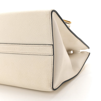 Prada Saffiano Cuir Calfskin Small Monochrome Top Handle Tote White 10 of 13
