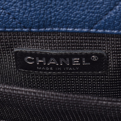 Chanel Calfskin Chevron Quilted XXL Travel Flap Bag Blue 9 of 10