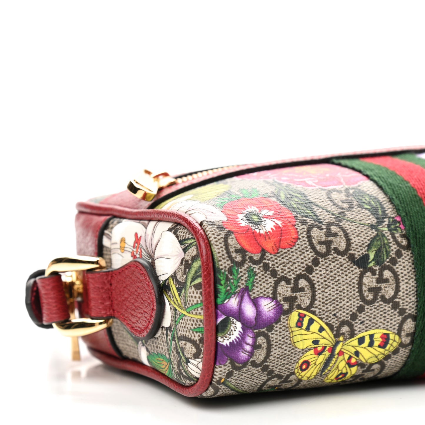 GG Supreme Monogram Flora Web Mini Ophidia Shoulder Bag Red