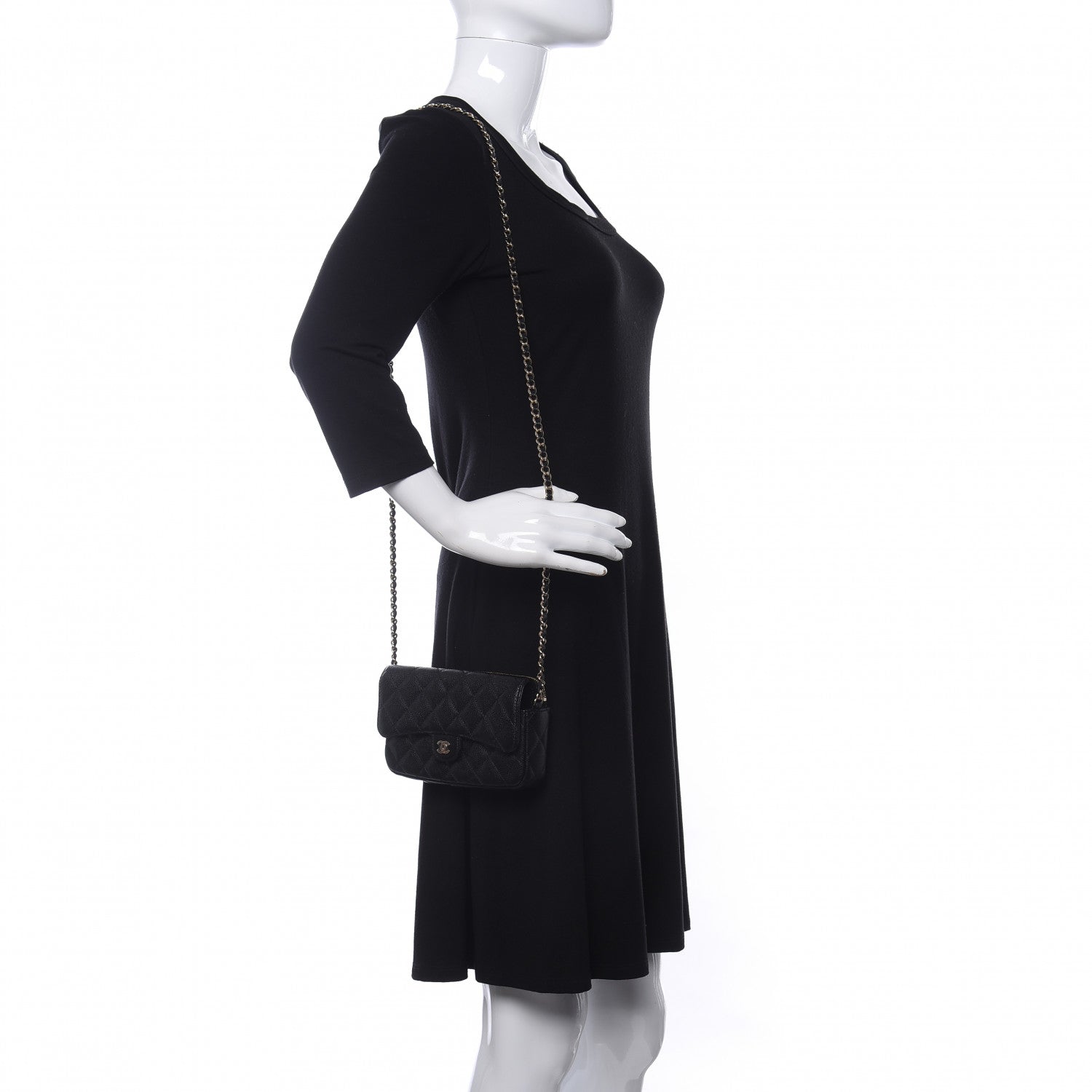 Chanel Caviar Quilted Flap Phone Holder With Chain Black 2 of 13