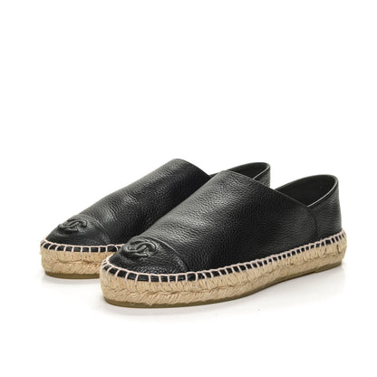 Chanel Grained Calfskin CC Espadrilles 37 Black 2 of 8