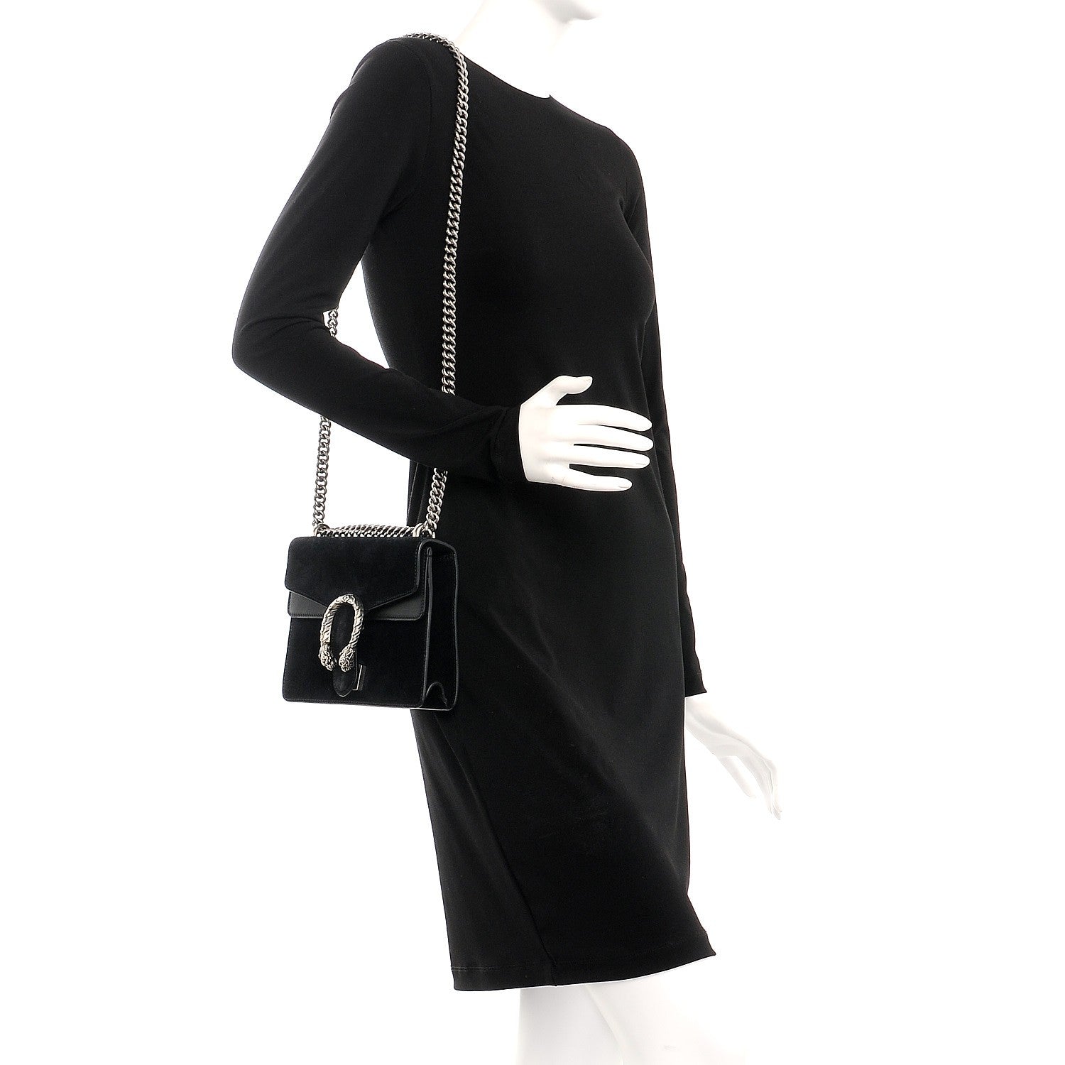 Gucci Suede Mini Dionysus Shoulder Bag Black 2 of 8