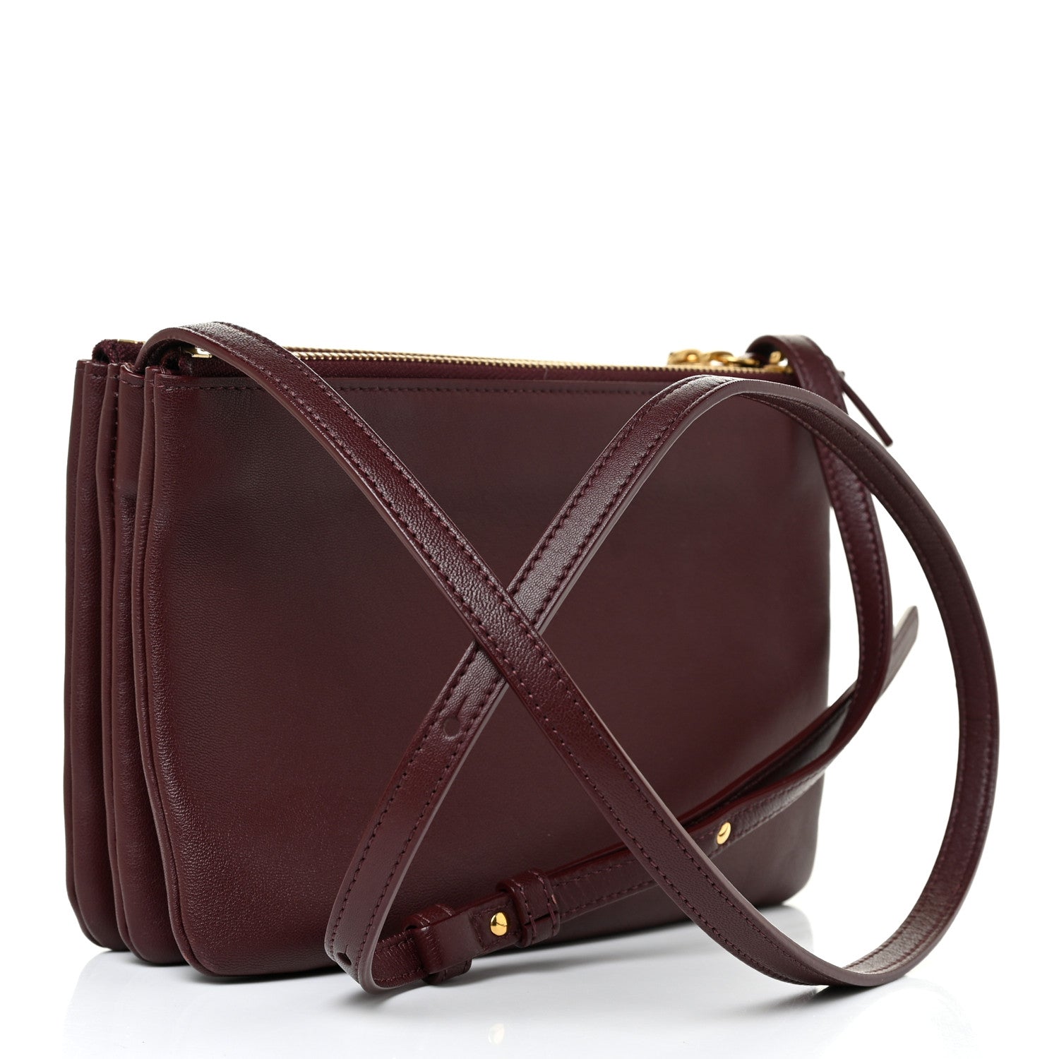 Celine Smooth Lambskin Small Trio Crossbody Bag Burgundy 3 of 12