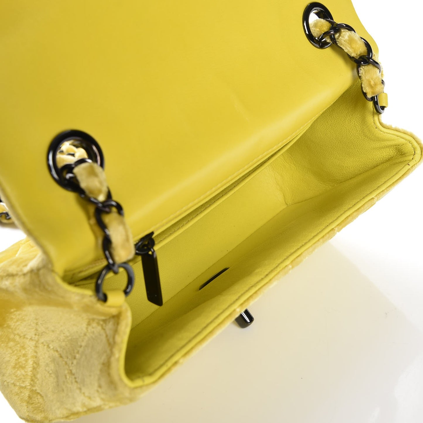 Velvet Quilted Mini Rectangular Flap Yellow