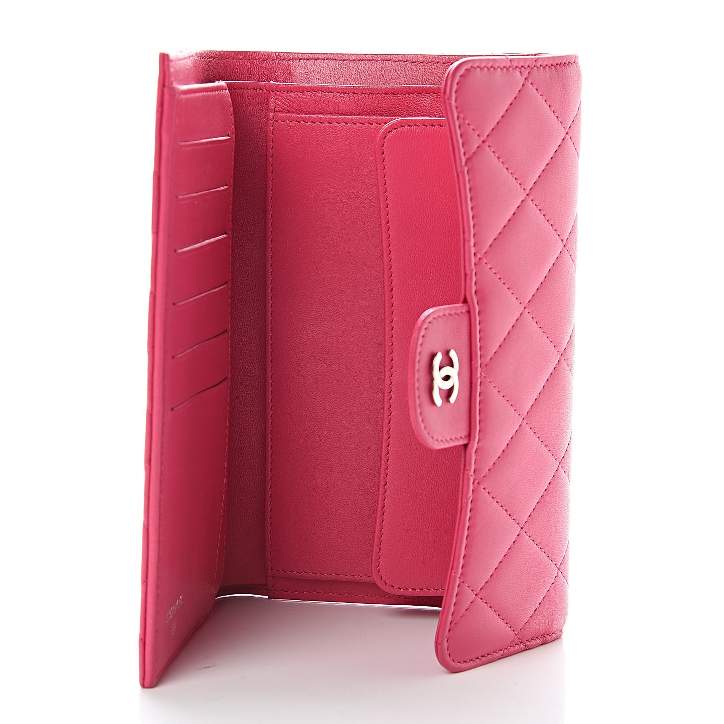 Lambskin Quilted Large Flap Wallet Pink