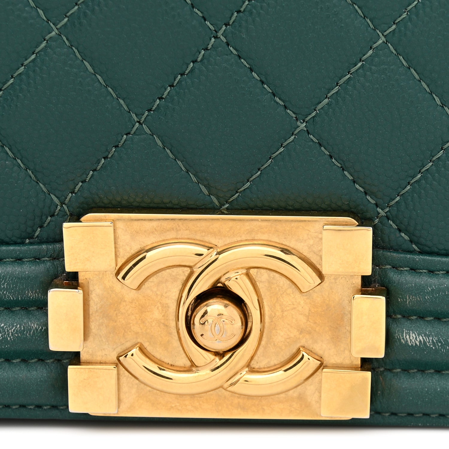 Chanel Caviar Quilted Medium Boy Flap Dark Green 12 of 13