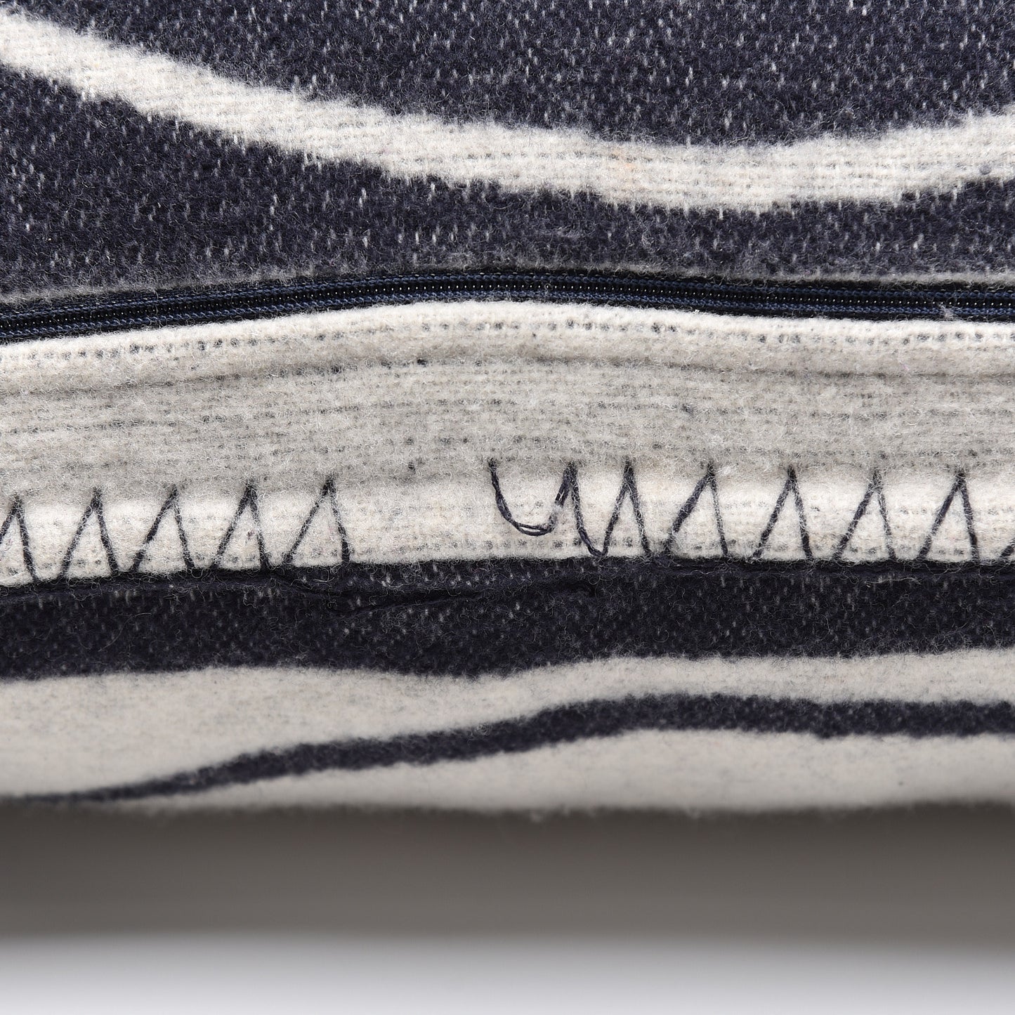 Merino Wool Cashmere CC Pillow White Navy Blue