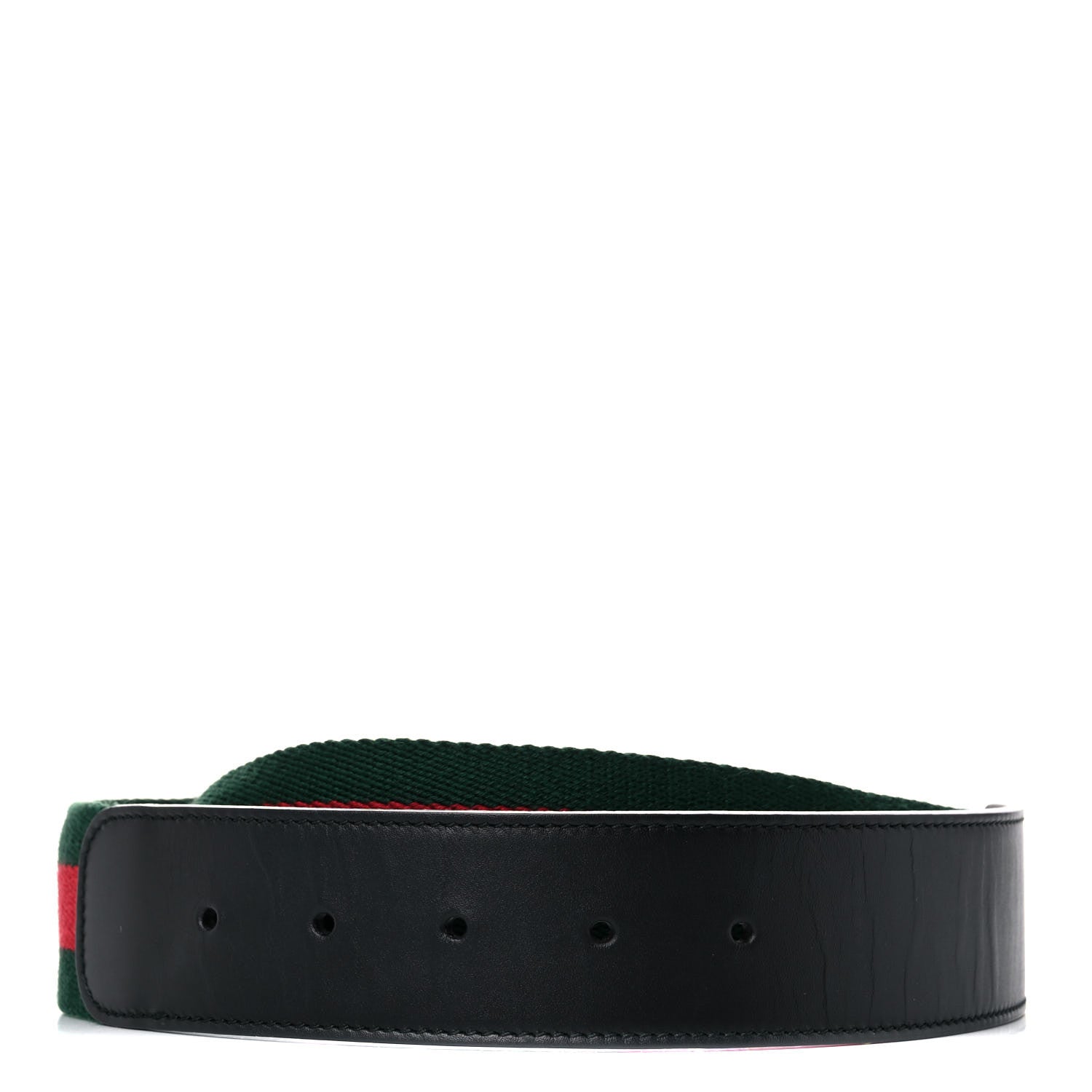Gucci Nylon Calfskin Double G Web 40mm Belt 85 34 Green Red Black 2 of 6