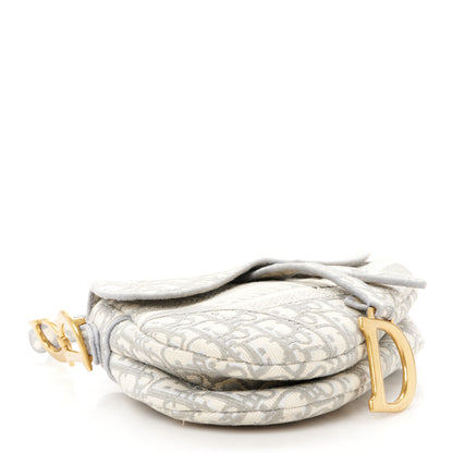 Christian Dior Oblique Embroidered Saddle Bag Gray 4 of 10
