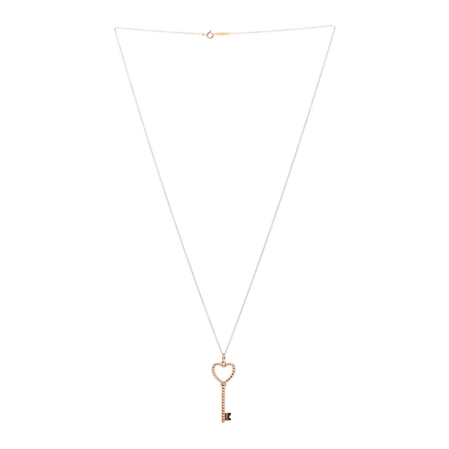 18K Rose Gold Twist Heart Key Pendant Necklace