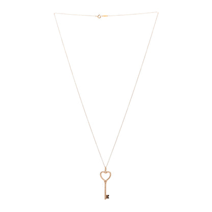 Tiffany 18K Rose Gold Twist Heart Key Pendant Necklace 3 of 5